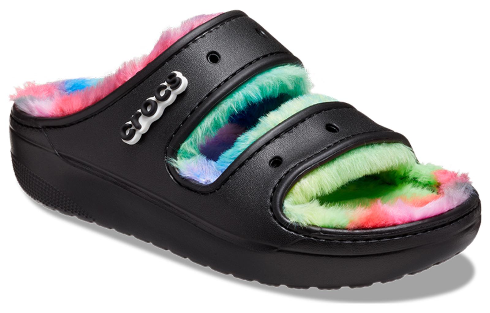 Crocs Classic Cozzzy Spray Dye Sandals 'Black Multi' 208046-0C4