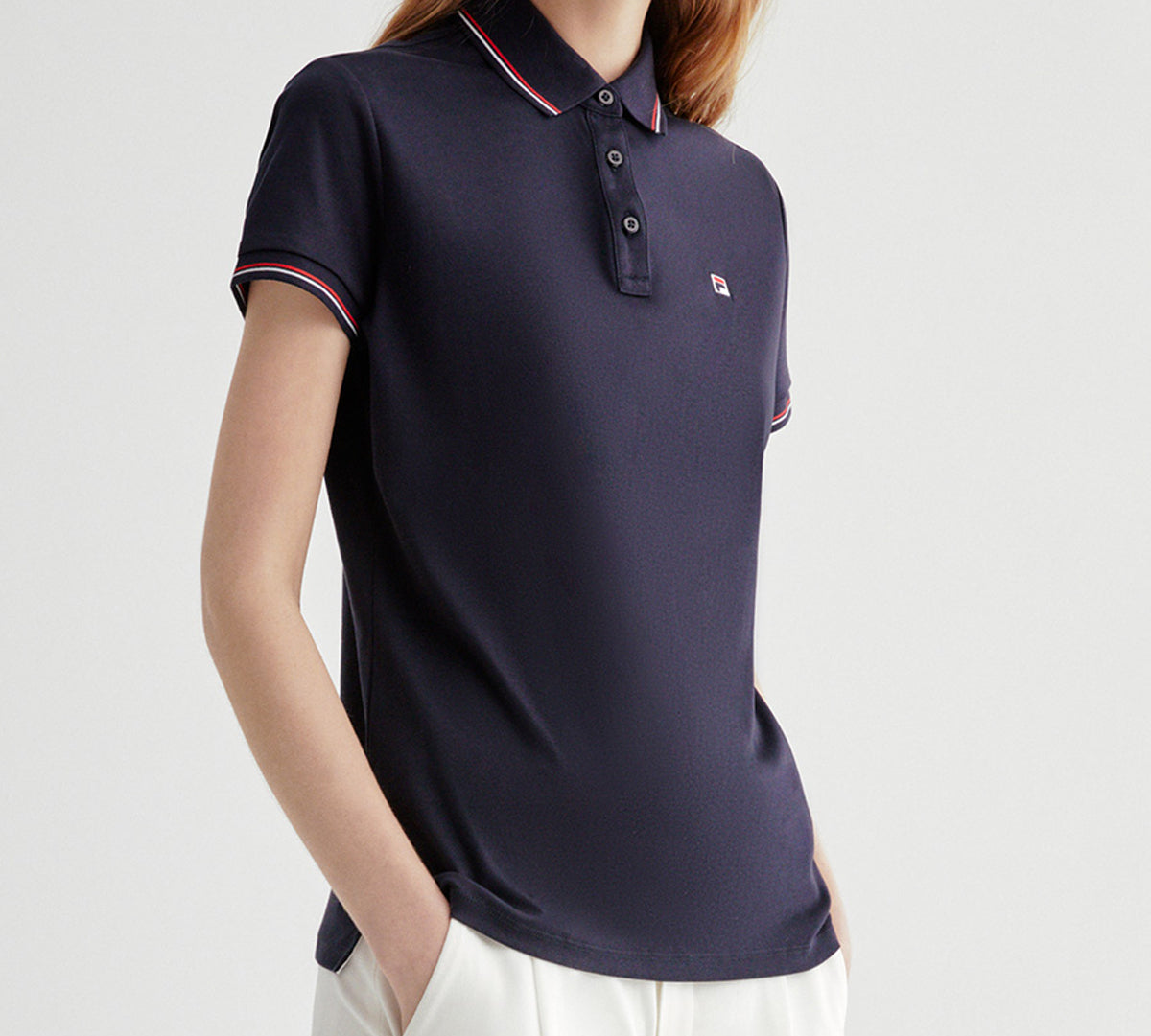 (WMNS) FILA Geometry Pattern Short Sleeve Polo Shirt Blue F51W021120F-NV