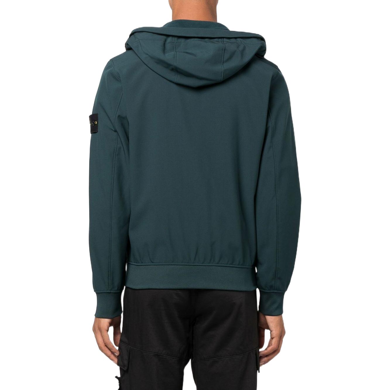 STONE ISLAND Wappen Patch Softshell HoodY Zip-up Jacket 'Dark Green' 7715Q0122-V0057