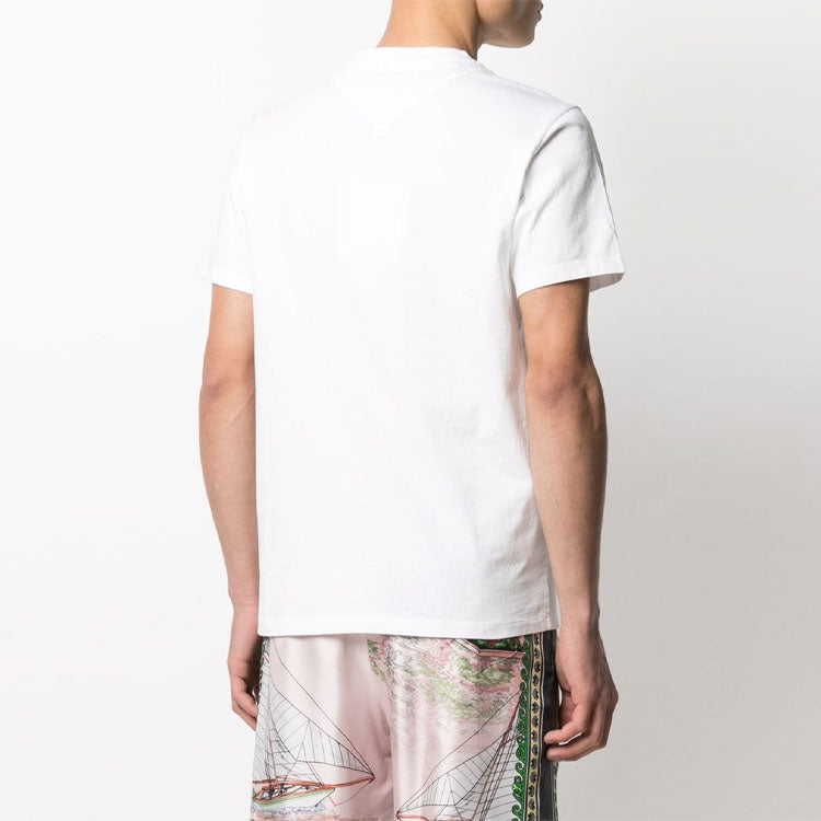 Men's KENZO SS22 Small Tiger Head Embroidered Logo Round Neck Short Sleeve White FB55TS0034SA-01B