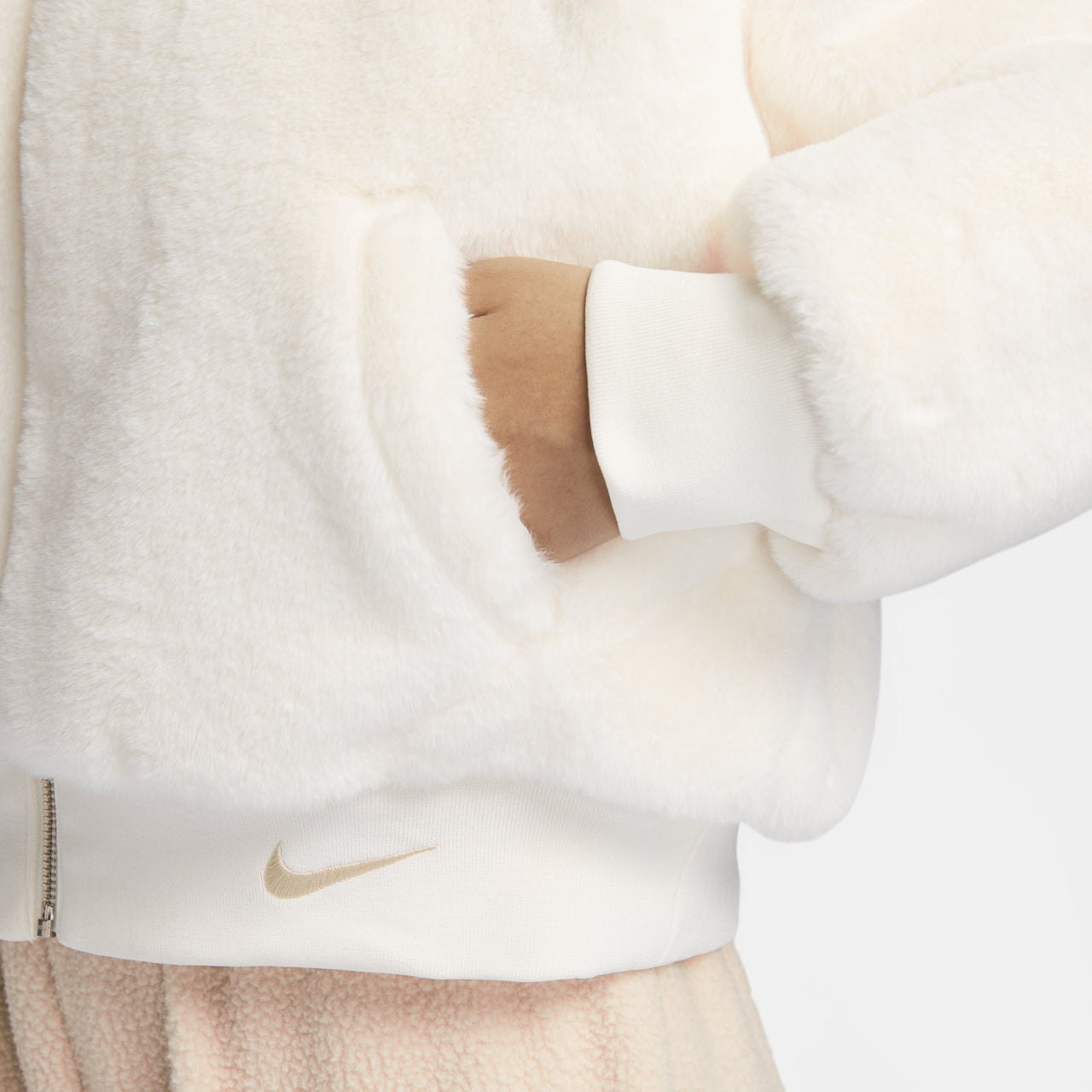(WMNS) Nike sportswea Reversible Faux Fur Bomber Jacket 'Sail Sand' FB8693-133