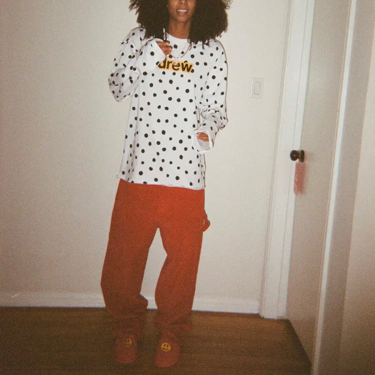 Drew House SS21 Secret ls Tee polka dots Alphabet Long Sleeves Unisex White DR-SS21-32
