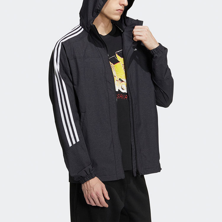 adidas M 3ST 247 CL JK Contrasting Colors Stripe Sports Hooded Jacket Black HC9962