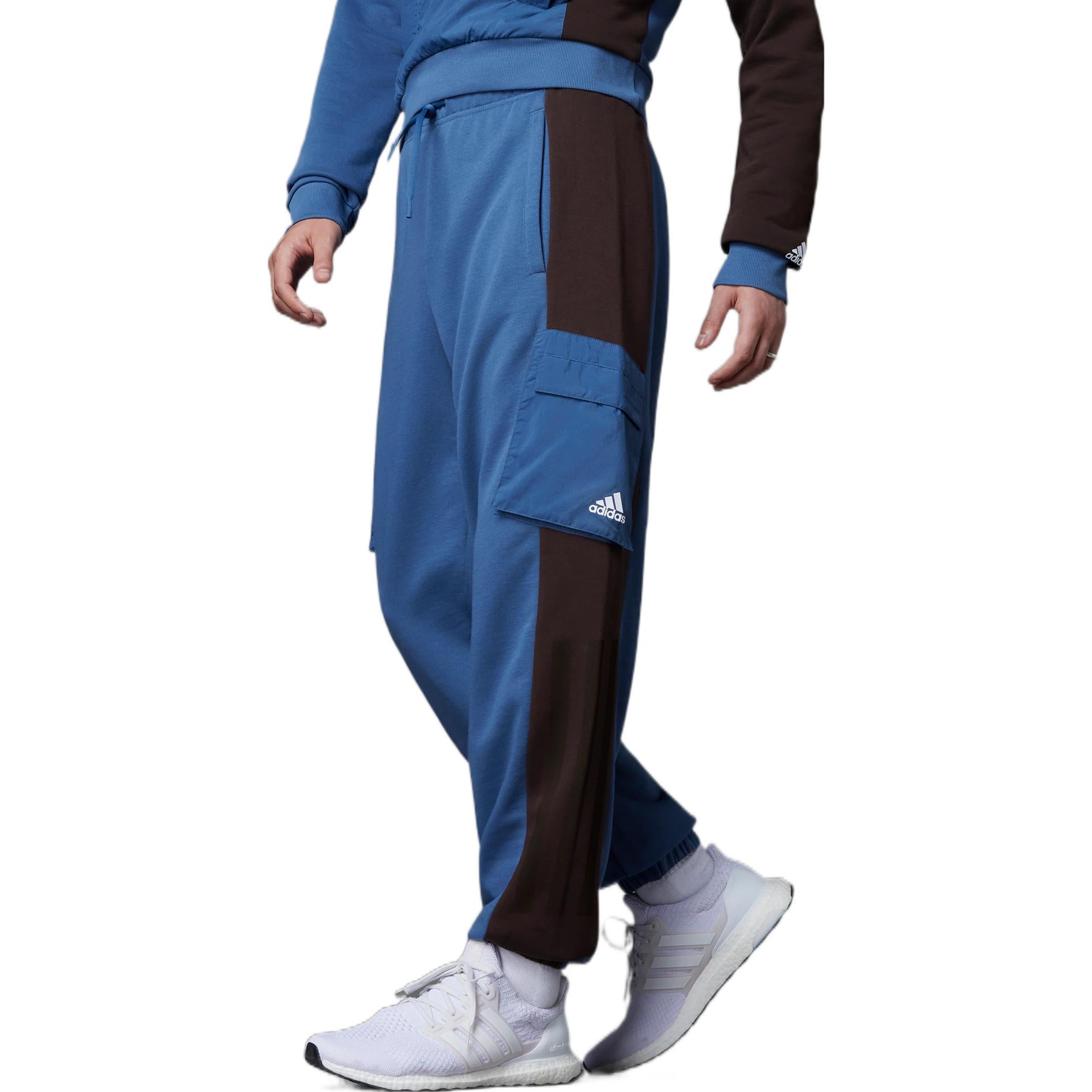 Men's adidas Logo Multiple Pockets Loose Bundle Feet Sports Pants/Trousers/Joggers Blue HZ9701