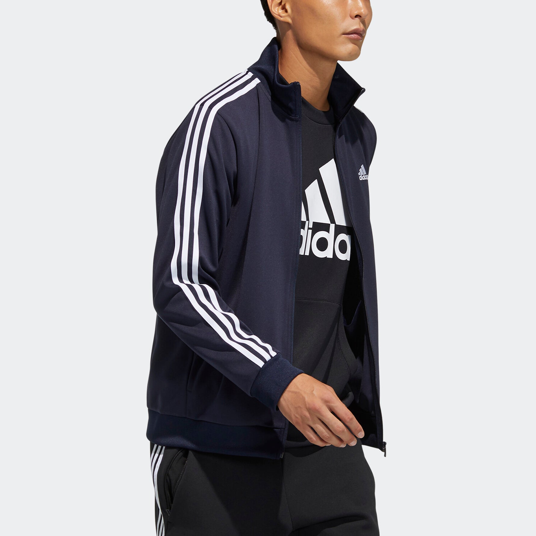 adidas Stripe Stand Collar Zipper Breathable Sports Jacket Blue GN0750