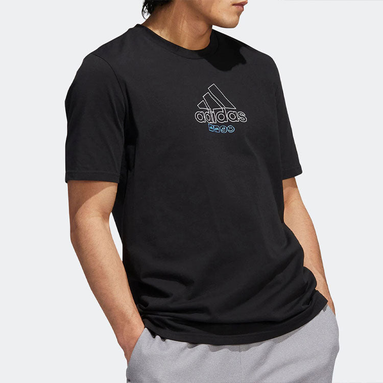 Men's adidas Alphabet Logo Printing Casual Sports Short Sleeve Black T-Shirt IB9424