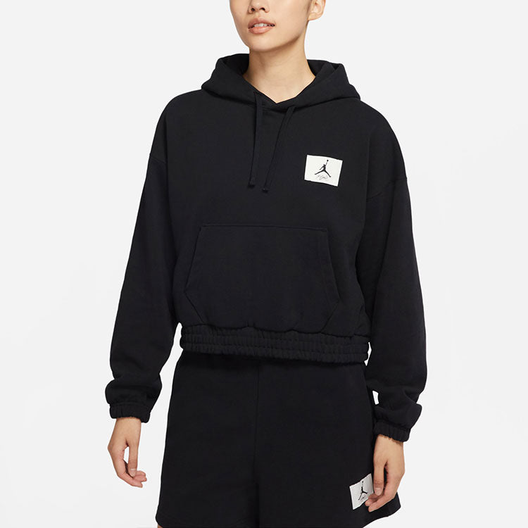 (WMNS) Air Jordan knitting Loose Short Hoodie Black DD6999-010