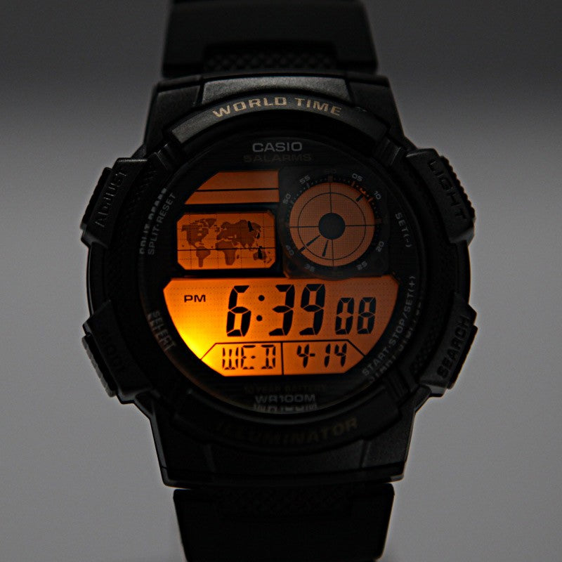 CASIO G Shock Quartz Sports Waterproof Mens Black Digital AE-1000W-1A