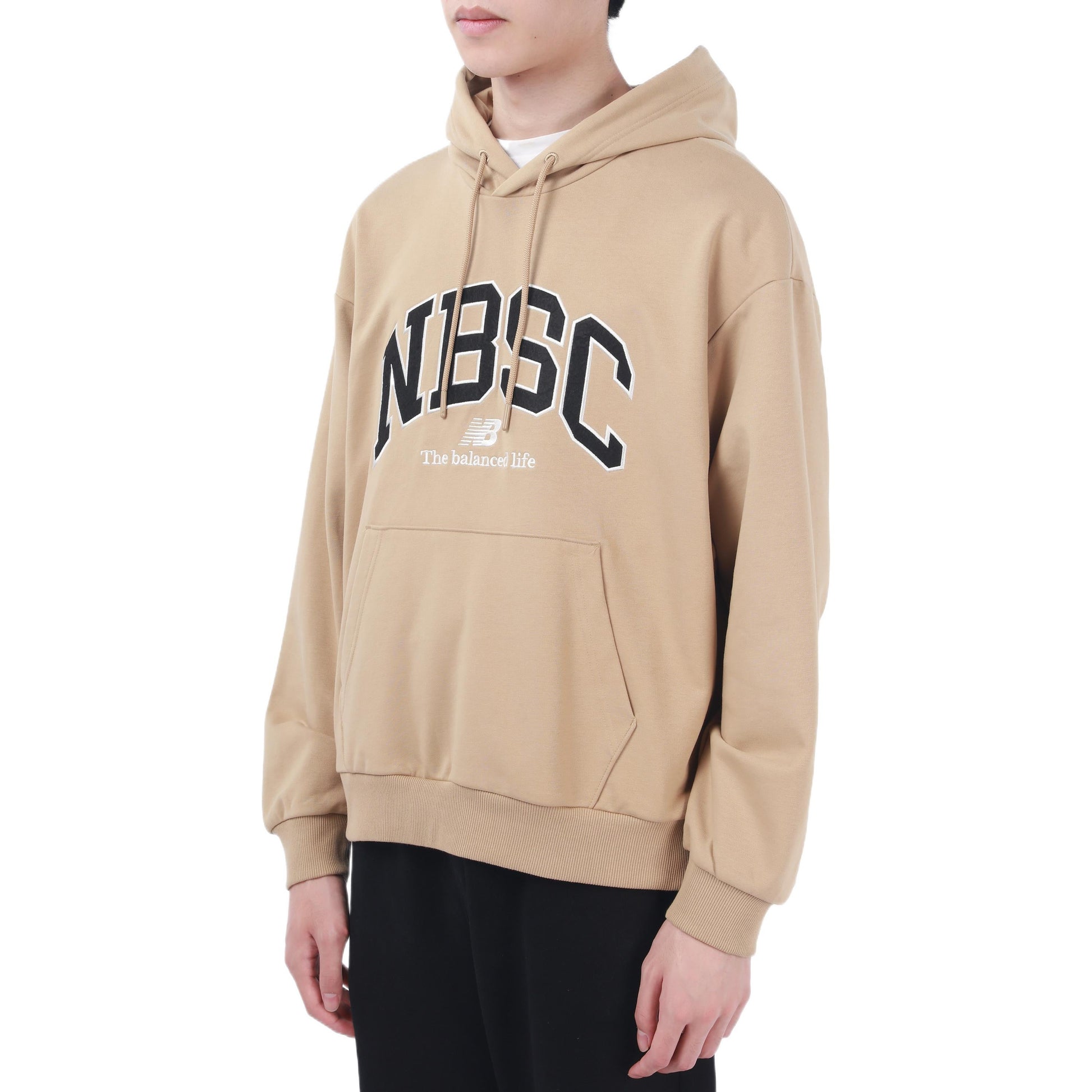 New Balance Logo Print Hoodie Asia Sizing 'Beige Black' 5CC44353-BEI