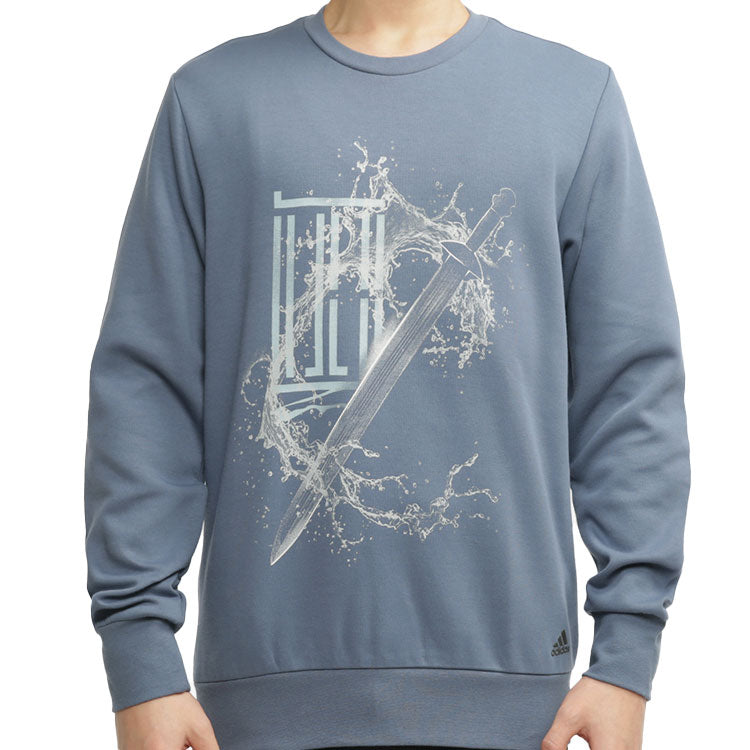 Men's adidas Athleisure Casual Sports Round Neck Long Sleeves Light Blue FK4481