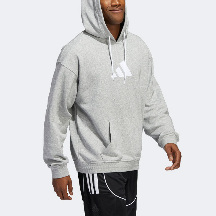 Men's adidas Cotton Hoody Basketball Casual Sports Gray HF0237