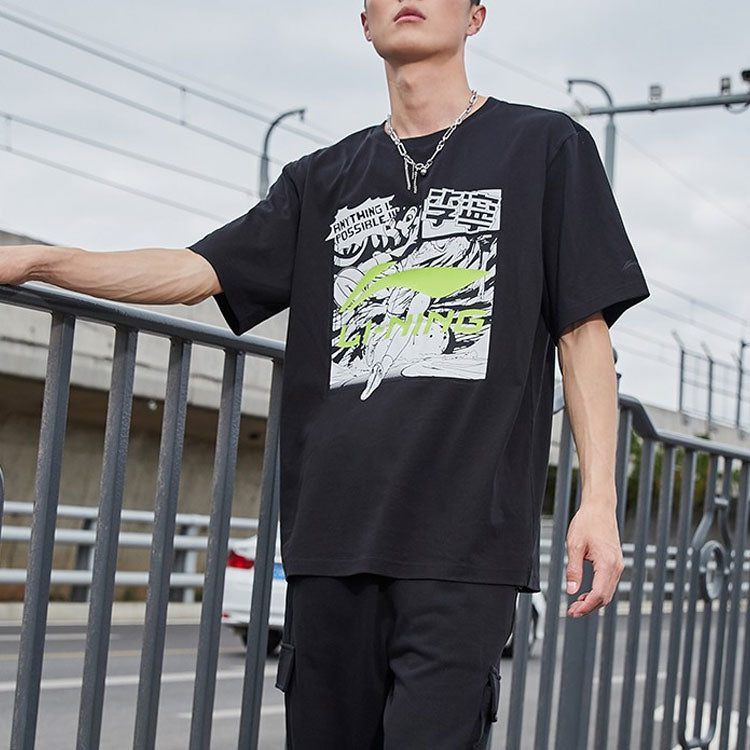 Li-Ning Graphic Loose Fit T-shirt 'Black' AHSR401-2