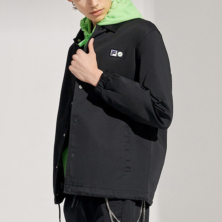 Men's FILA FUSION x Staple Crossover Logo Small Label Coach Jacket Black T11M114703F-BK