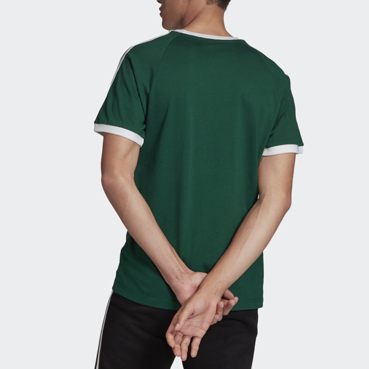 adidas originals 3-Stripes Tee Casual Round Neck Loose Logo Stripe Short Sleeve Dark Green GD9935