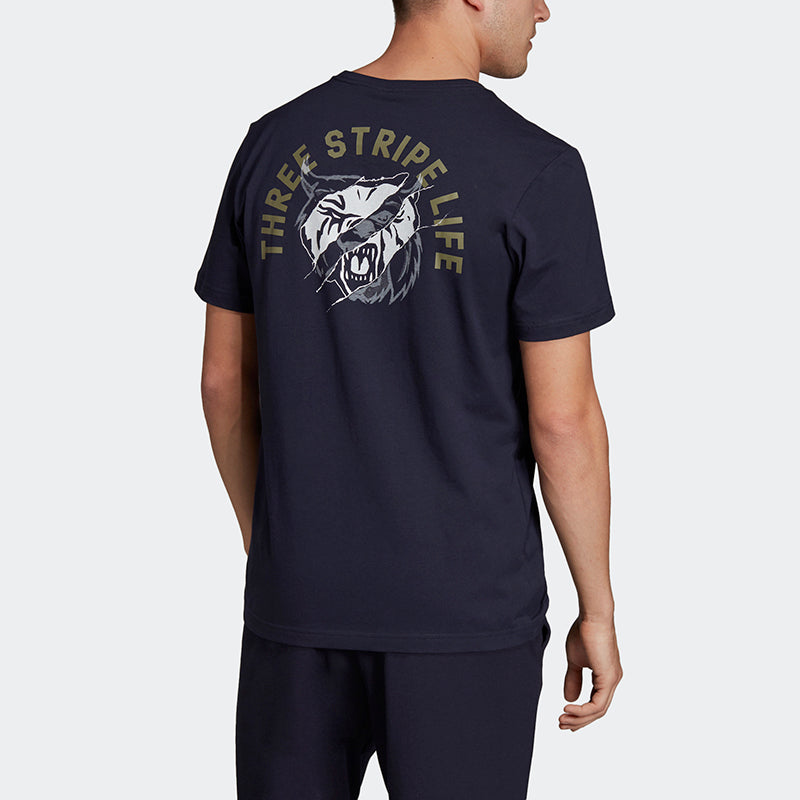 adidas Mh Mascot T Back Printing Sports Short Sleeve Blue DV3074