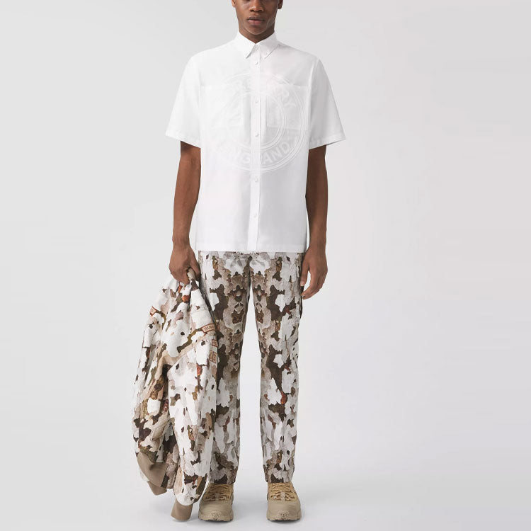 Burberry SS21 Pattern Cotton Shirt Male White 80433291