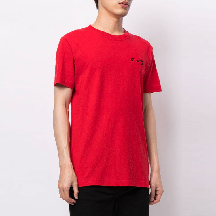 Off-White SS21 Logo Round Neck Short Sleeve Loose Fit Red 0MAA027S21JER003