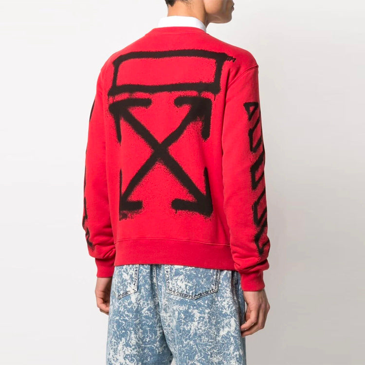 Off-White SS21 Arrows Printing Casual Round Neck Printing Version Red OMBA025S21FLE0042510