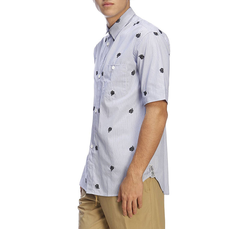 Men's KENZO SS21 Embroidered Short Sleeve Shirt Blue F955CH5261FH-64