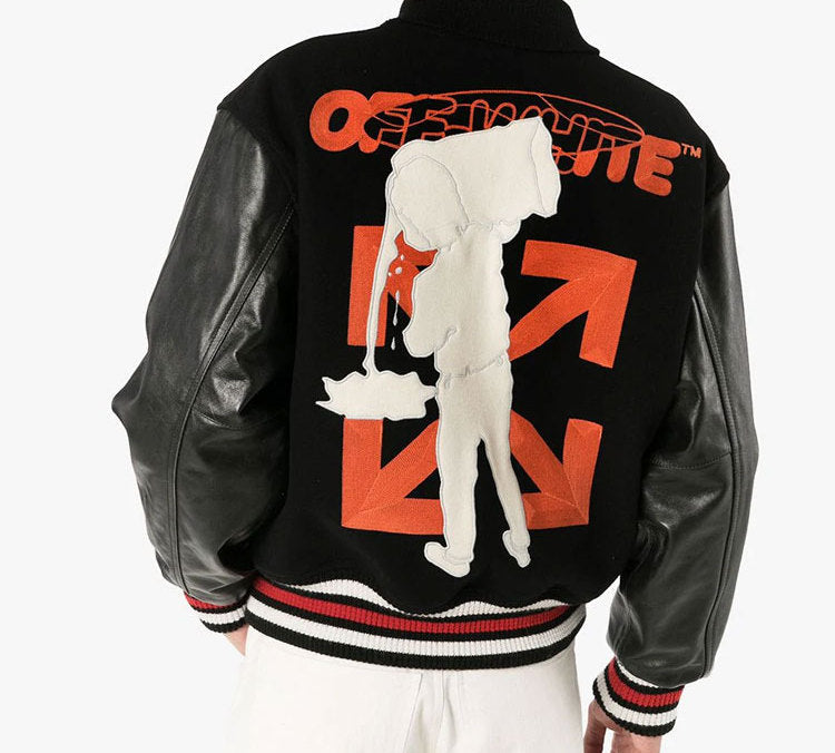 Men's Off-White Subject Printing Jacket Black OMJA041E20LEA0011020