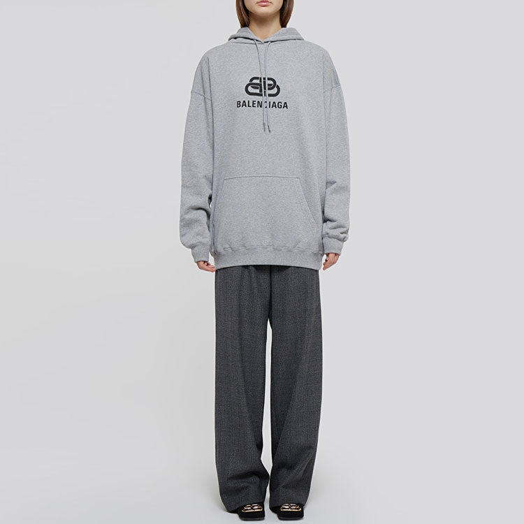 (WMNS) Balenciaga Logo Printing Hoodie Gray 578135THV781300