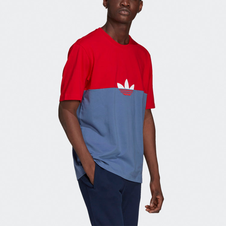 adidas originals Embroidered Logo Contrasting Colors Round Neck Short Sleeve Blue Red GN3503