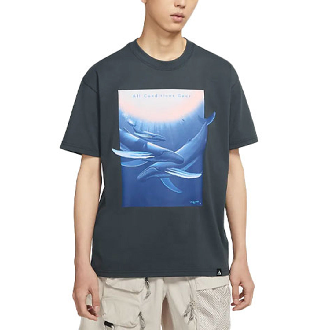 Nike ACG Wyland Funny Printing Sports Loose Round Neck Short Sleeve Black Gray Blackgray DC5359-070