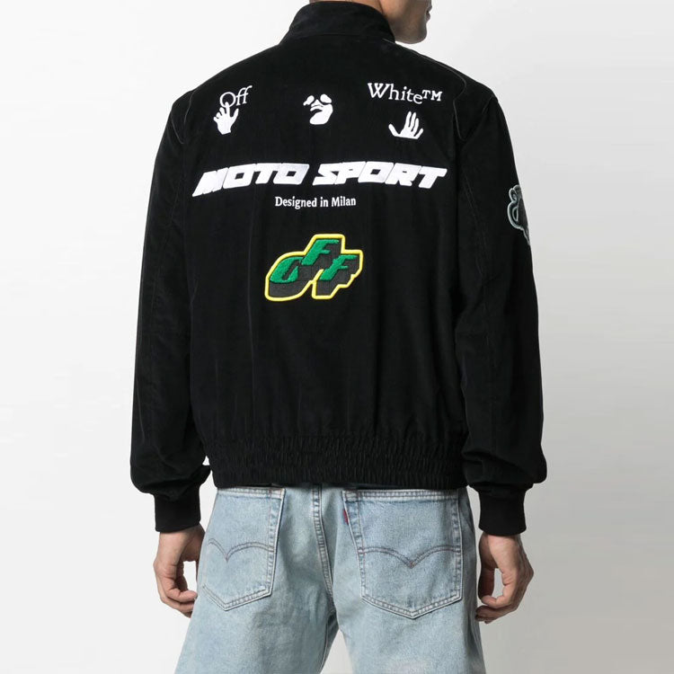 Off-White SS21 Logo Embroidered Athleisure Casual Sports Jacket Version Black OMEA280S21FAB0011001