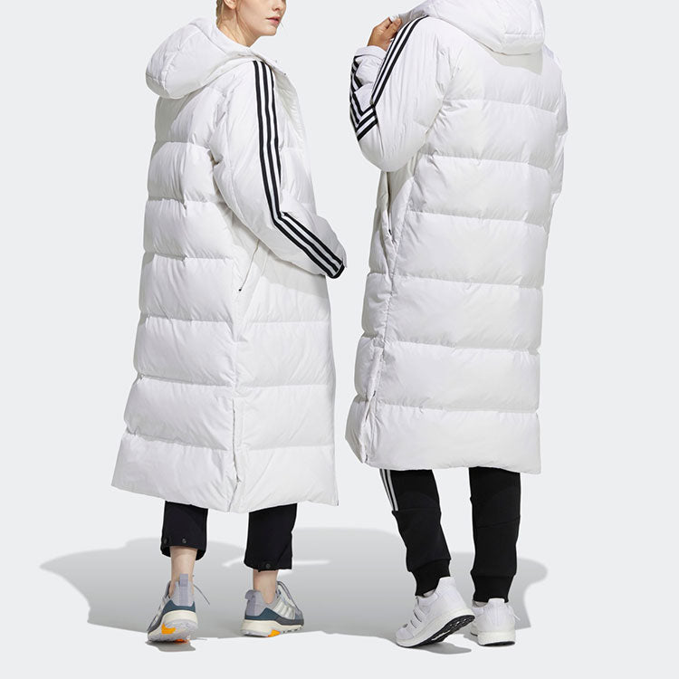 adidas 3ST Long Coat Outdoor Sports Hooded Stay Warm Down Jacket White H20762