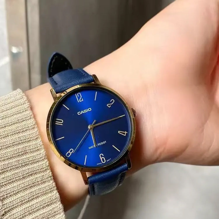Men's CASIO Dress Series Classic Minimalistic 40mm waterproof Strap Mens Blue Analog MTP-VT01BL-2B