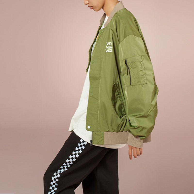 (WMNS) Vans Triple Logo Baseball Jacket 'Green' VN000BZEZBF