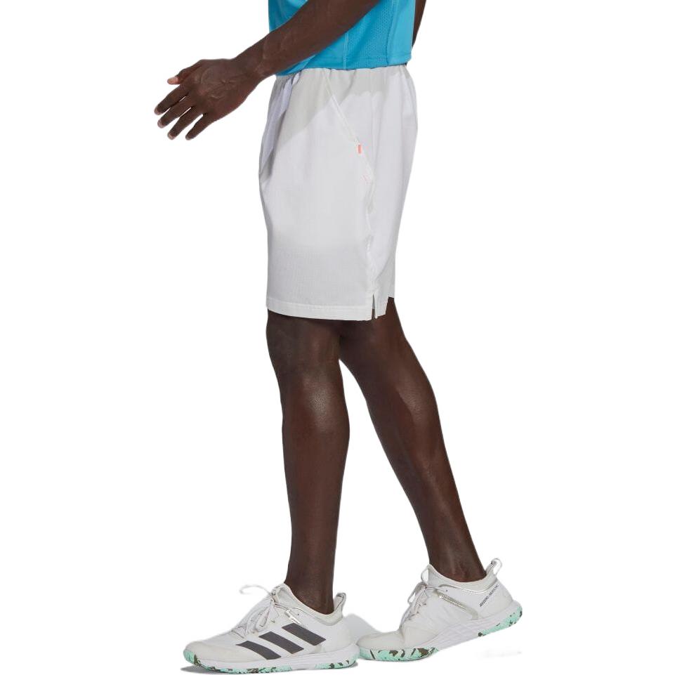 adidas Solid Color Elastic Waistband Lacing Sports Shorts White HB9149