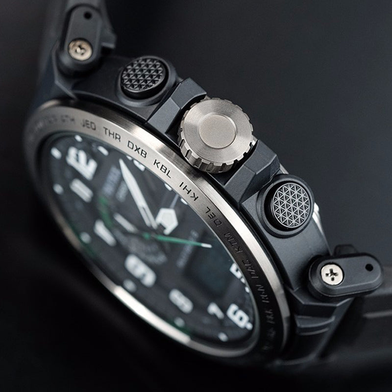 CASIO Waterproof Sports Shockproof Solar Powered Mens Black Analog/Digital Combo PRW-6600Y-1PR