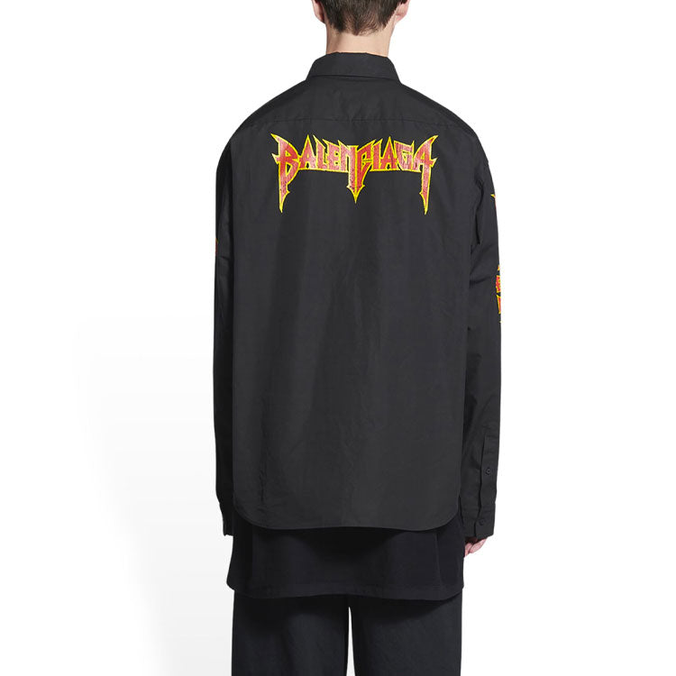 Balenciaga Metallica Long Sleeve Shirt Oversized Fit 'Black Orange' 699053TYB181000