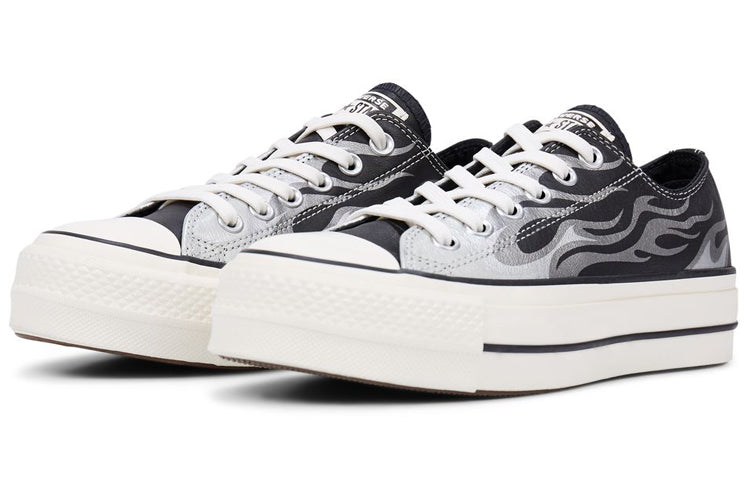 (WMNS) Converse Chuck Taylor All Star Platform Metallic Flame Low Top Black White 565900C