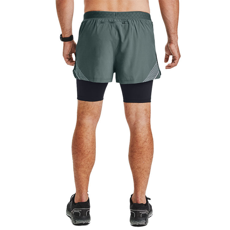 Under Armour RUSH 2-in-1 Running Shorts 'Teal Black' 1350149-424