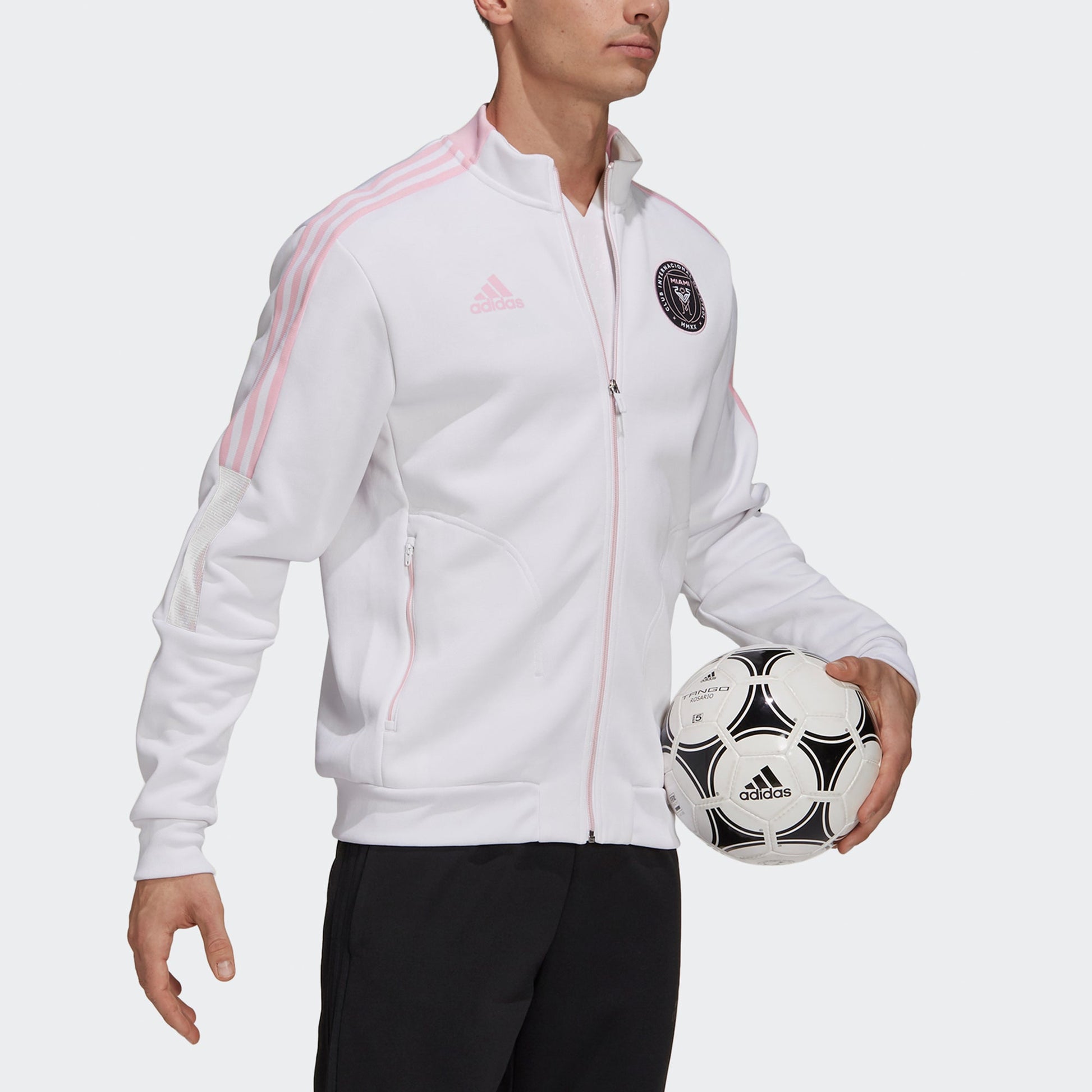 adidas Imcf Anthem Jkt Miami International Team Logo Woven Soccer/Football Sports Stand Collar Jacket White GK9749