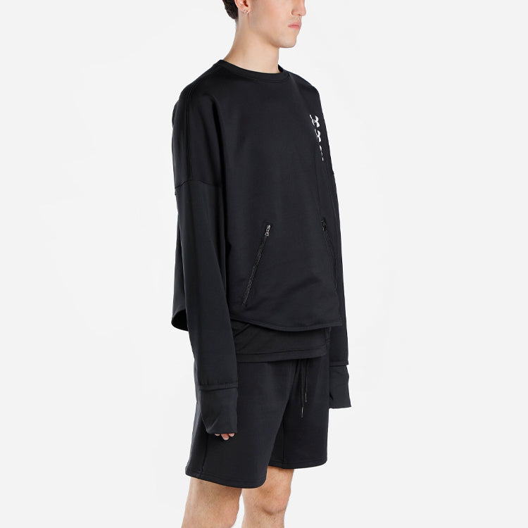 Men's PALM ANGELS Round Neck Logo Long Sleeves Pullover Black PMBA023S19591071-1001