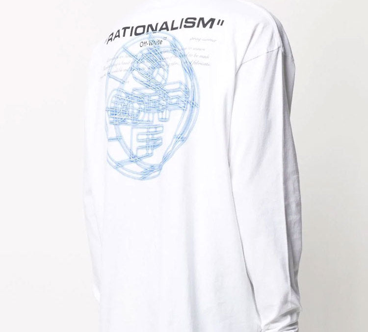 Off-White 3D Logo Printing Round Neck Long Sleeves Unisex White OMAB032R201850030188