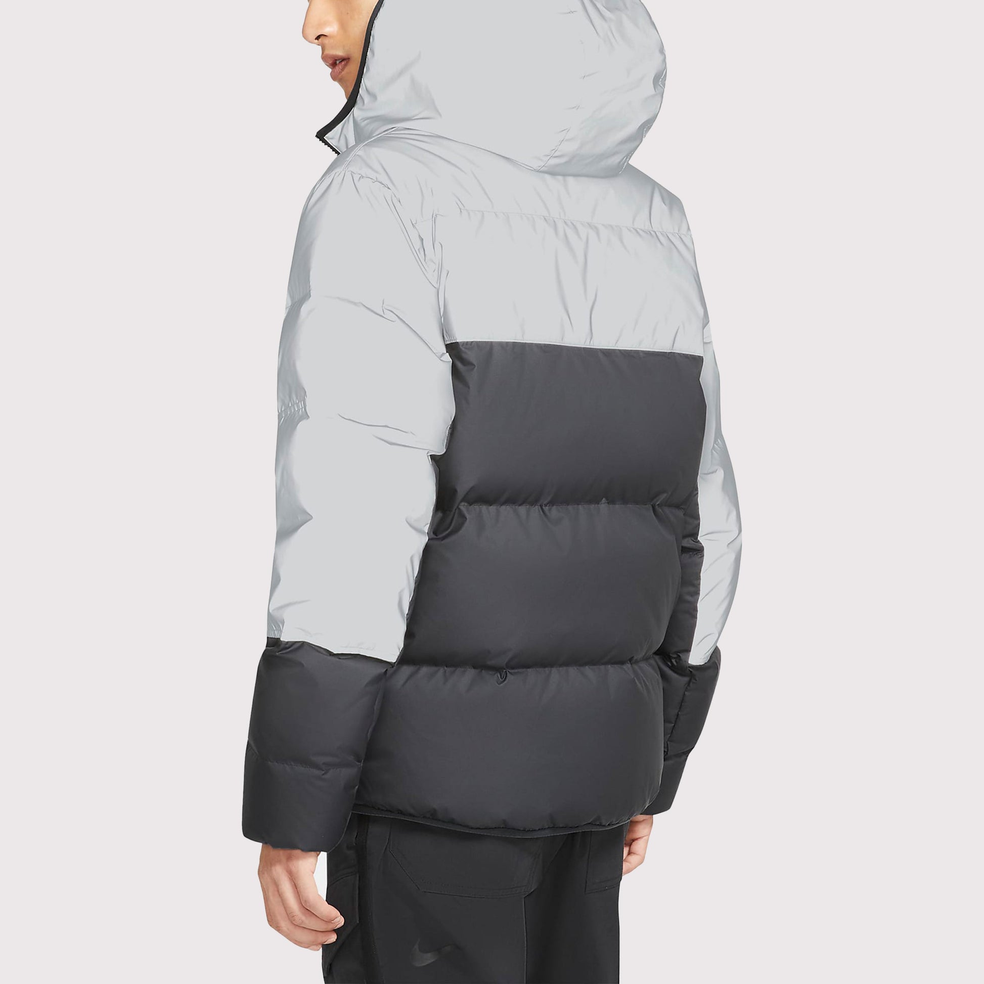 Nike Stay Warm Colorblock Reflective Casual hooded down Jacket Black Gray Colorblock CZ1493-010