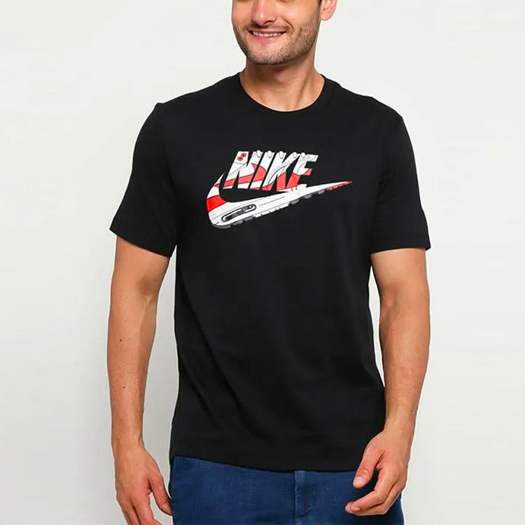 Nike Air Max Printed Loose-Collar Short-Sleeved Male Black BQ0703-010