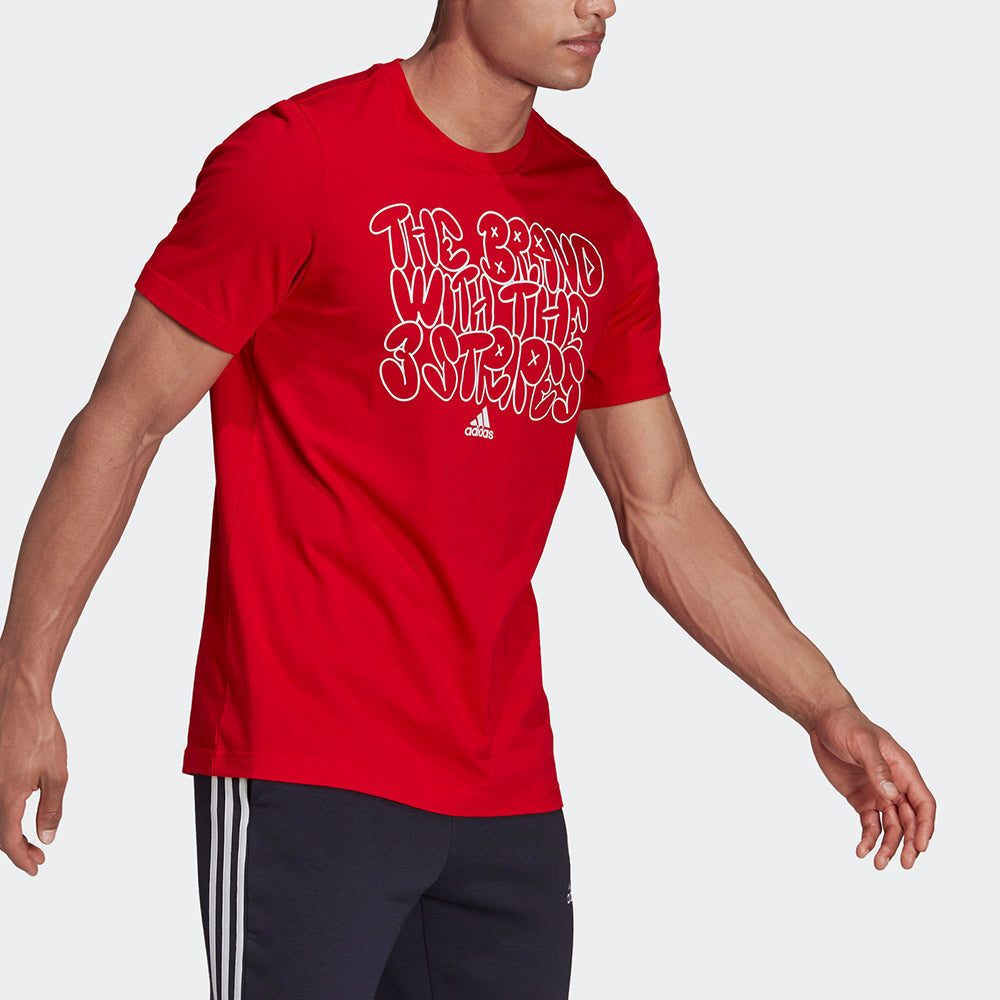 adidas M Ddlbmb S G T Alphabet Printing Sports Round Neck Short Sleeve Red GS6284