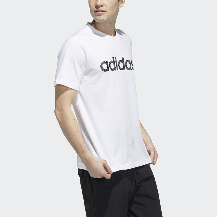 Men's adidas neo Logo Alphabet Printing Sports Short Sleeve White T-Shirt GP4880