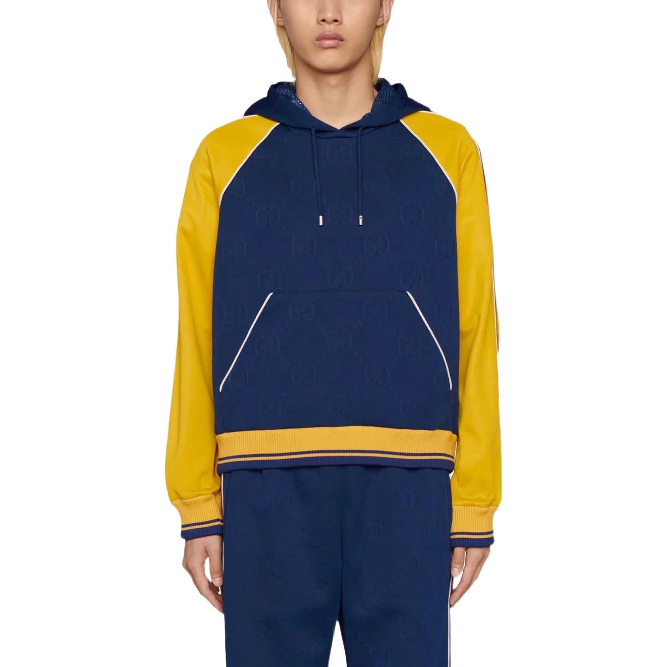 Gucci GG Jacquard Hooded Sweatshirt 'Blue Yellow' 676100-XJDVW-4462