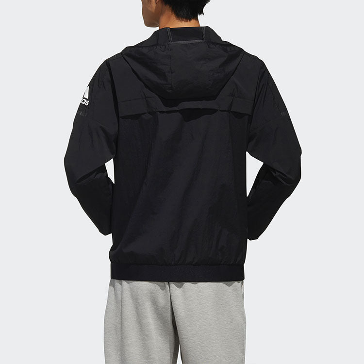 adidas Wb Light Woven Windproof hooded Logo Jacket Black FI8759