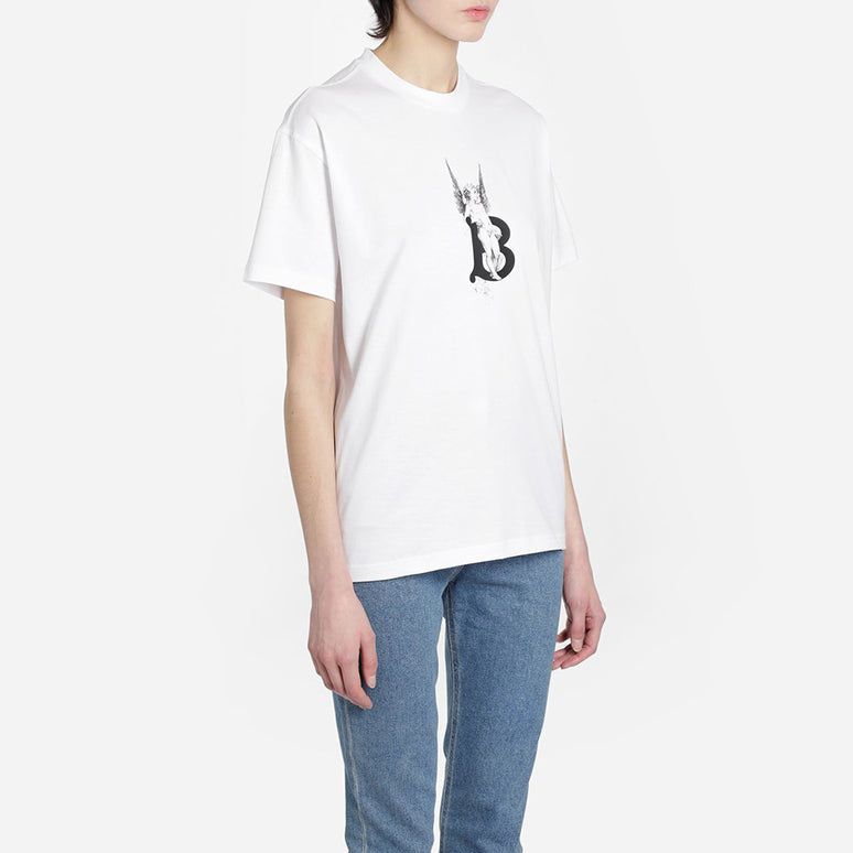 Burberry Cherub Print Cotton Oversized Printing Short Sleeve White 80246181