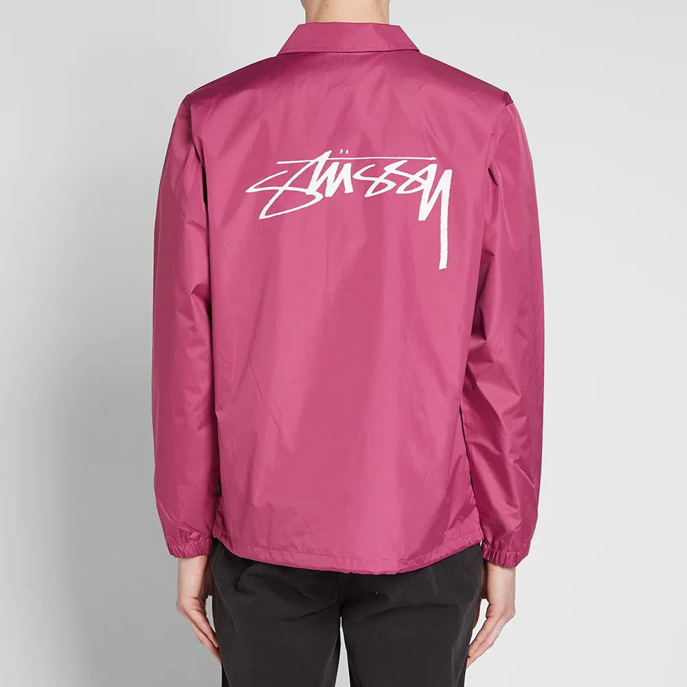 Stussy Back logo Printing Coach Jacket Unisex Rose Red 115394-PINK