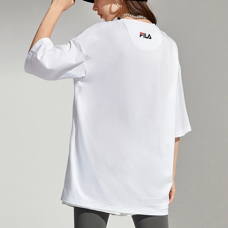 FILA FUSION Casual Loose Pullover Round Neck Short Sleeve White T11M112103F-WT