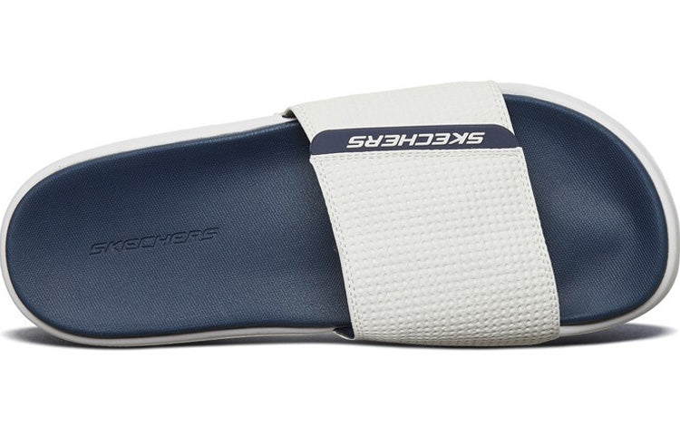 Skechers Velcro Outdoor Flat Heel Sports Slippers White Blue 51729-WNV