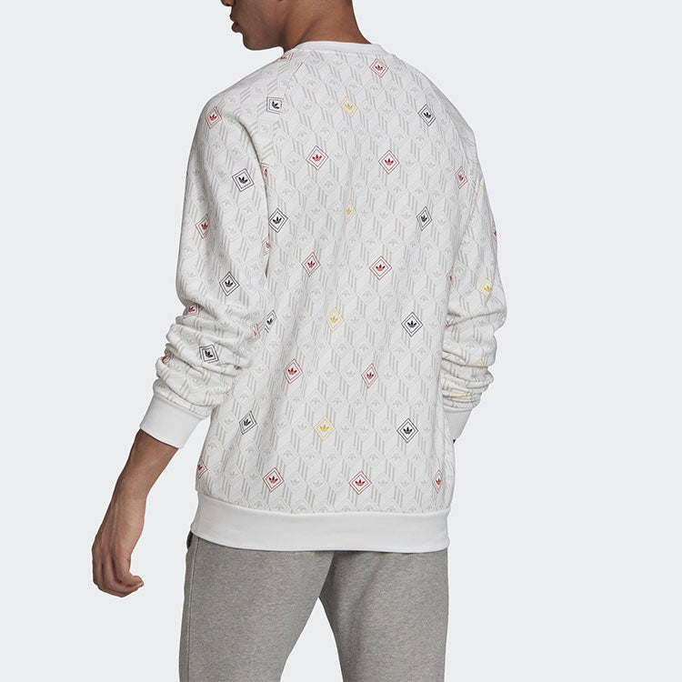adidas originals Version Logo Printing Casual Sports Round Neck Pullover Long Sleeves White GD5843